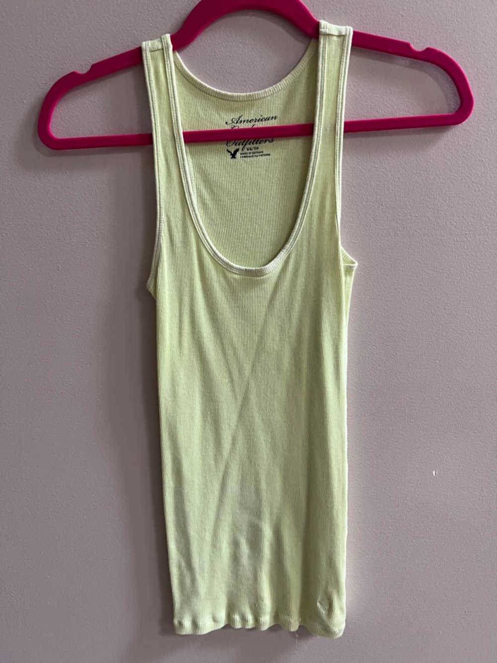 American Eagle Outfitters Pale Lime Green Ribbed Tank Top